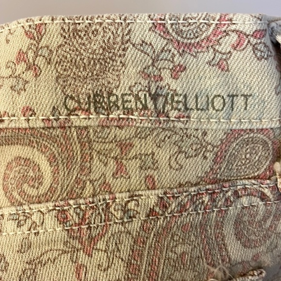 Current Elliott The Stiletto khaki paisley Cropped Ankle Skinny jeans Size 27 - Picture 6 of 17